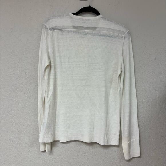 John Varvatos Mens Slim Fit Linen Henley Shirt Cream Size Medium - Picture 8 of 9